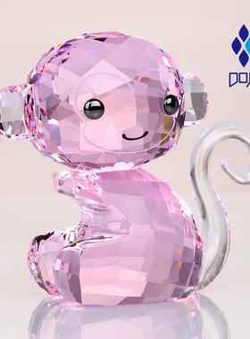 生日礼物水晶小猴子十二生肖摆件书柜装饰品高档属猴的书房吉祥物