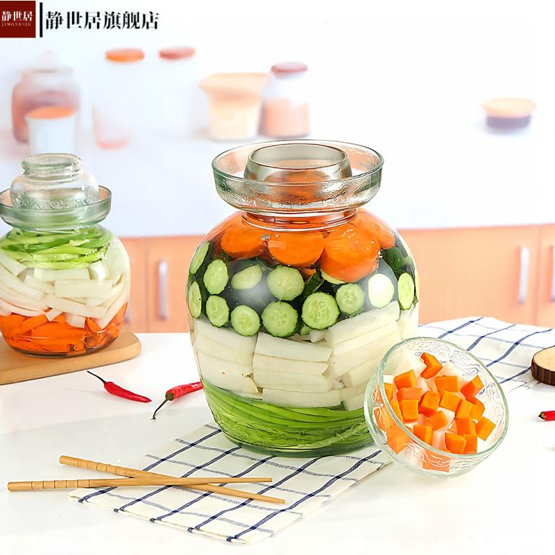 加厚玻璃泡菜坛子密封透明家用腌菜咸菜缸酸菜糖蒜玻璃坛泡菜罐 - 图2