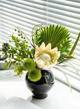 北欧彷生花帝王花绿植盆栽假花彷真花客厅装饰干燥花花束花艺摆件