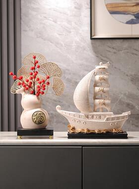 一帆风顺帆船摆件家居高档客厅办公室桌酒柜装饰品领导高端大气