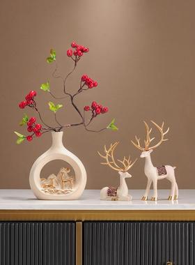 新中式陶瓷花瓶客厅插花入户玄关装饰品摆件茶桌电视柜高级感高档