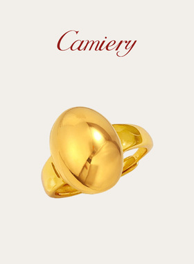 金色鸽子蛋戒指女士小众设计轻奢