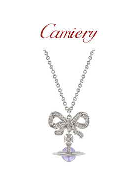 CAMIERY西太后蝴蝶结立体土星球项链女款高级感轻奢小众毛衣项链