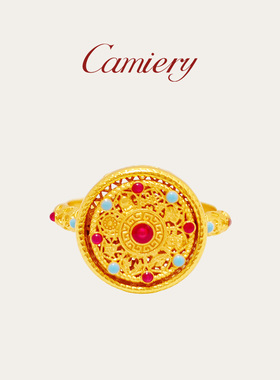 灵珠八宝罗盘戒指女小众设计轻奢