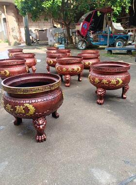 铸铁圆形万年香火香炉寺庙佛堂宗祠道观家用烧纸插香室内外供佛炉