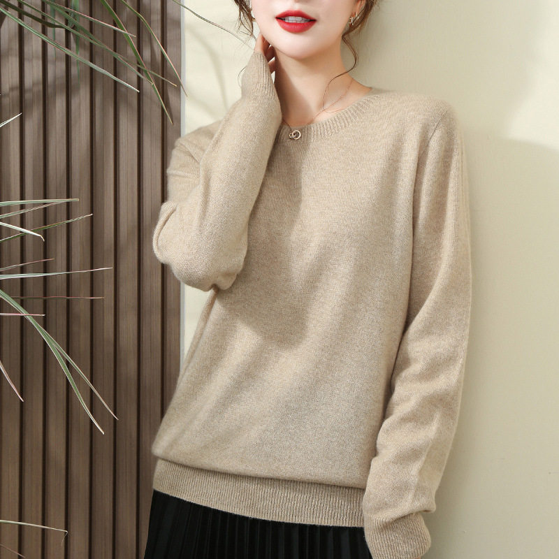 100%纯小山羊绒毛衣女士百搭休闲简约纯色长袖针织打底衫秋冬新款,淘宝优惠券,粉丝福利购,淘宝优惠卷
