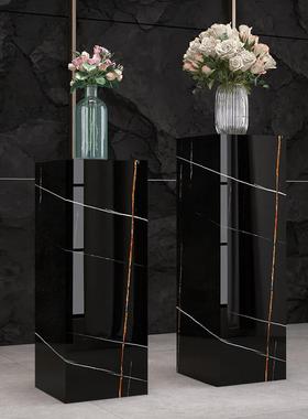 大理石岩板立柱摆台石墩展台装饰轻奢落地增高客厅酒店摆件底座