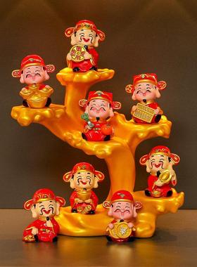 福禄寿喜财神爷摆件玄关电视柜装饰品办公室桌面摆设乔迁新居礼物