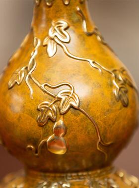 朱秉仁铜富禄万代铜葫芦瓶家居装饰客厅入口桌礼品葫芦饰品