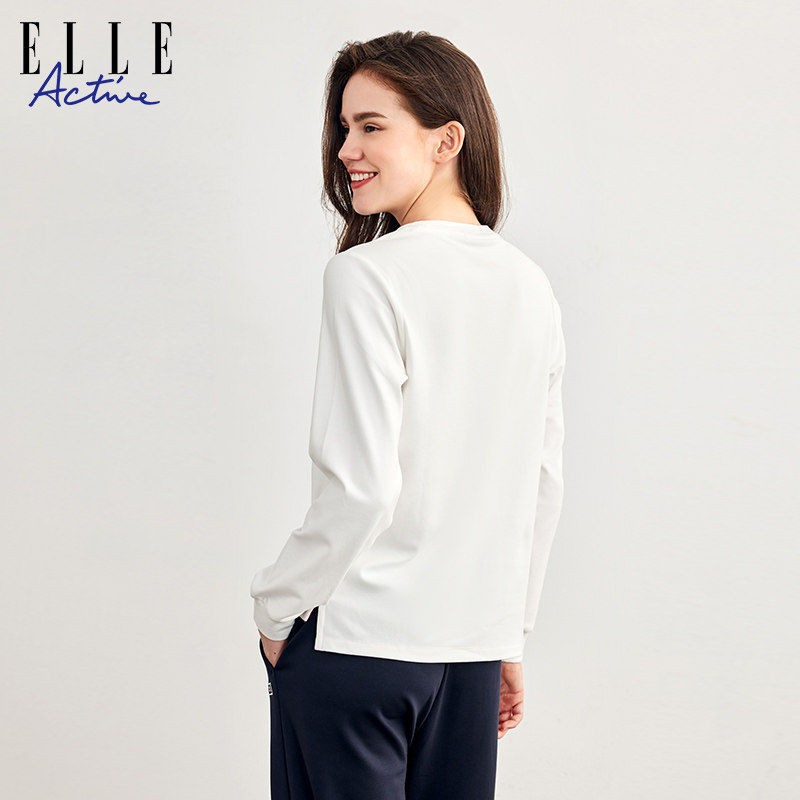 ELLE ACTIVE女装运动T恤休闲圆领印花长袖打底衫户外通勤长袖上衣,淘宝优惠券,粉丝福利购,淘宝优惠卷