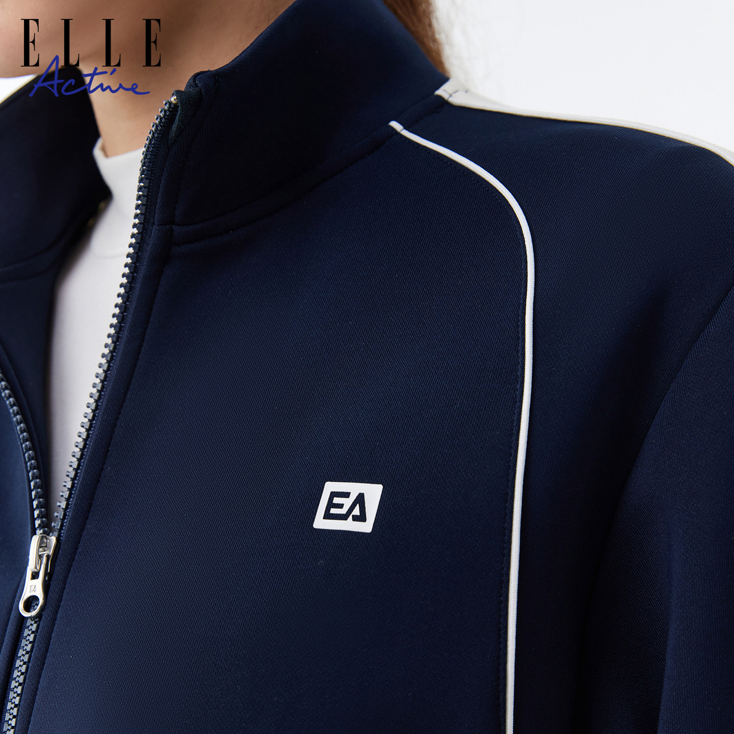 ELLE ACTIVE立领运动外套25年秋款舒适透气休闲简约连肩撞色上衣,淘宝优惠券,粉丝福利购,淘宝优惠卷