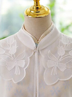 中国风复古云肩蕾丝小坎肩防晒纱披风斗篷女夏天薄款旗袍披肩开衫