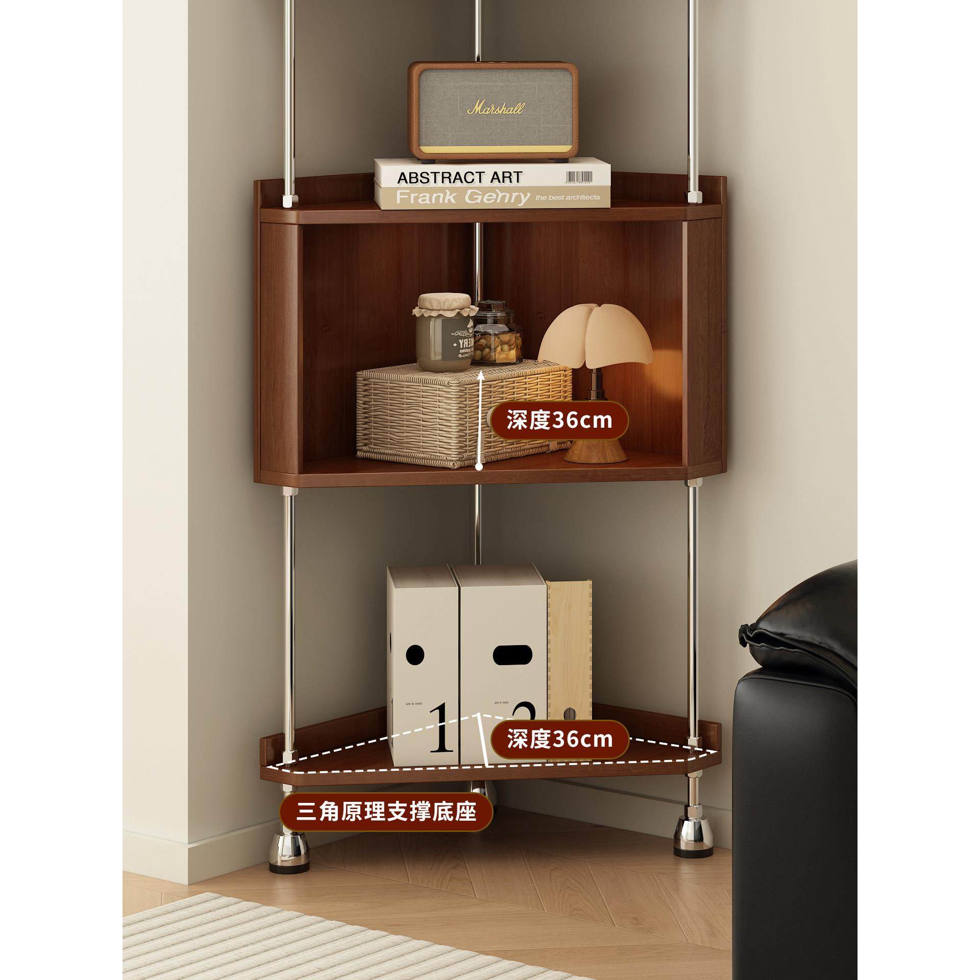 实木转角置物架中古风书柜转角书架diy转角柜客厅落地收纳三角柜,淘宝优惠券,粉丝福利购,淘宝优惠卷