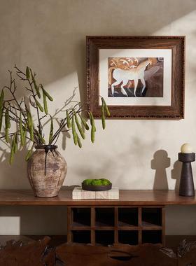 原木风摆件黑色复古烛台民宿度假村酒店软装搭配设计格调装饰花瓶