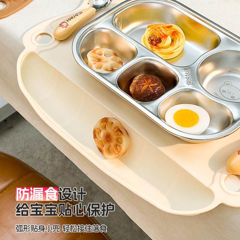 儿童餐盘316不锈钢吃饭盘家用宝宝分格饭盘隔热防摔餐垫餐盘套装,淘宝优惠券,粉丝福利购,淘宝优惠卷