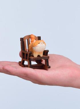 手工木雕橘猫丨小猫咪办公室工位解压治愈电脑桌面摆件装饰礼物女