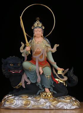 文殊普贤菩萨像华严三圣树脂座椅东方三圣家用客厅桌面摆件供奉