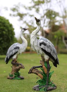 模拟白鹭动物雕塑玻璃纤维鹤摆件庭院假山池塘室外园林森林景观