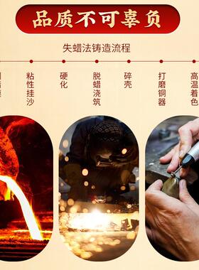 铜龙龟摆件纯黄铜八卦金钱龟母子小龙头龟办公室家居手把件工艺品