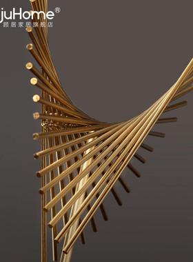 欧式轻奢客厅家居装饰品样板间书房酒柜玄关电视柜工艺金属摆件