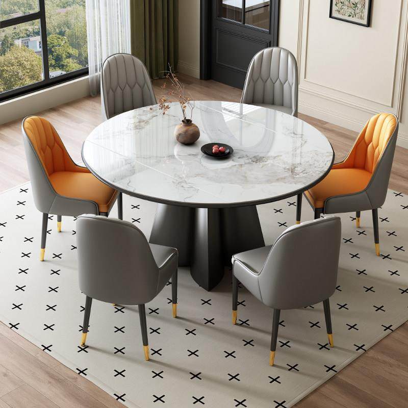 岩板餐桌家用小户型轻奢现代简约客厅饭桌子2025新款伸缩可变圆桌,淘宝优惠券,粉丝福利购,淘宝优惠卷