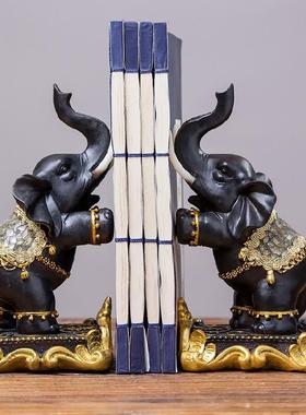 中式招财大象书挡摆件书房办公室书柜书架泰式书立书靠书夹装饰品
