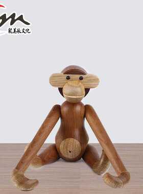 工艺品摆件欧式木质工艺品 北欧丹麦木偶 沙比利猴子