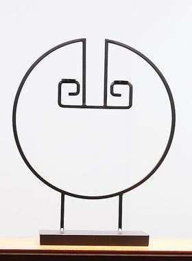 现代简约铁艺花架搭配桌面花瓶花盆置物架创意新中式桌面装饰摆件