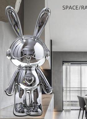 潮玩电镀兔子摆件客厅电视柜酒柜家居装饰品玄关高级感软装工艺品