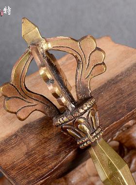 欧斯特 马头金刚宝橛 佛具用品尼泊尔手工铜做旧五股金刚宝杵摆件