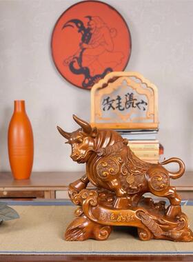 高端牛招财摆件牛吉祥物牛v气冲天华尔街牛办公室装饰品店铺开业