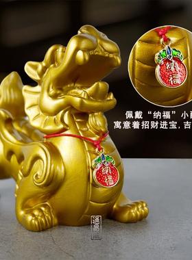 鎏铜色貔貅摆件一对招财店铺客厅家居装饰办公室皮丘开 业礼工艺