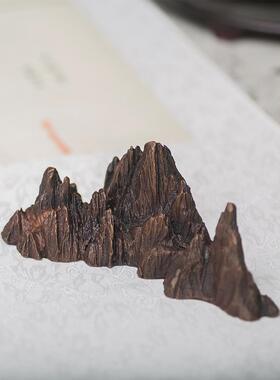 铜山摆件书房办公室毛笔架镇纸中式假山子案头文房清供送长辈礼物