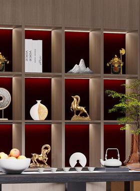 新中式轻奢高端摆件家居软装客厅办公室茶室博古架书房书柜装饰品