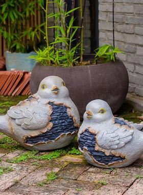 户外花园庭院园林别墅装饰品动物花盆仿真鸟树脂摆件工艺品雕塑