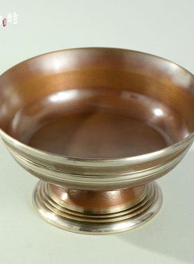 做旧仿古护法杯室内家用高脚供水杯八吉祥雕花圣水杯桌面摆件