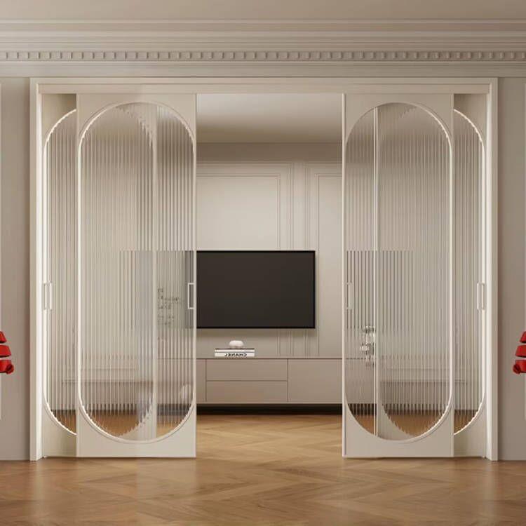 折叠门玻璃门厨房门实木法式定制移门书房阳台卧室门卫生间推拉门 - 图0