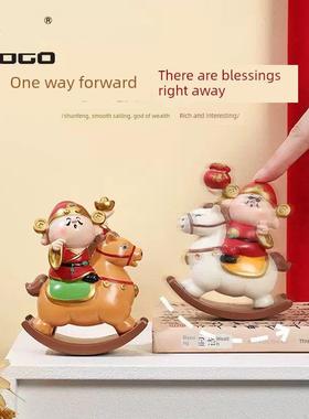 【马上发财】财神摇马摆件入口财神办公室工作站财神桌面摆件