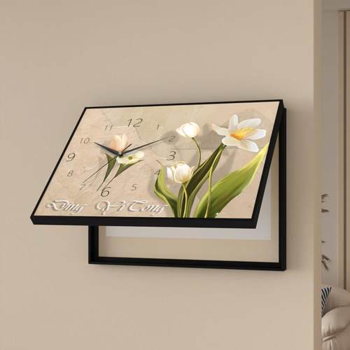 钟表家用创意电表箱遮瑕疵装饰画 画客厅挂钟配电箱墙上石英钟配 - 图1