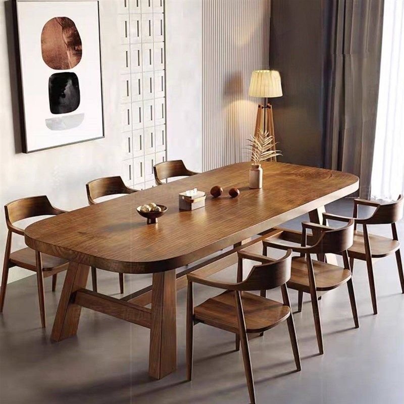 全实木现代覆古简约家庭餐厅餐桌会议室培训学习会议桌长写字台,淘宝优惠券,粉丝福利购,淘宝优惠卷