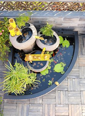 户外假山流水喷泉鱼缸摆件水景阳A台庭院花园布置装饰造景景观鱼