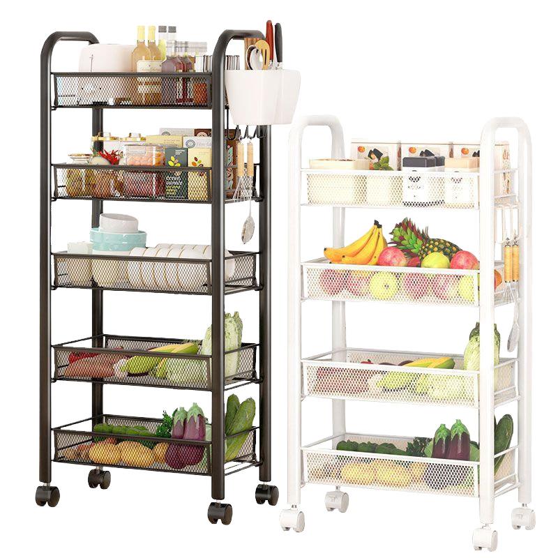 厨房置物架家用客厅卫生间杂物收纳架落地多层可移动小推车果蔬架 - 图3