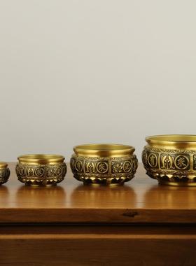 铜聚宝盆黄铜莲花底座有求必应聚宝盆家用店铺办公室礼品摆件