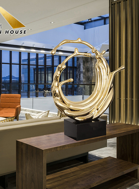 招财水花轻奢雕塑摆件装饰酒店大A堂客厅创意大型落地售楼处艺术