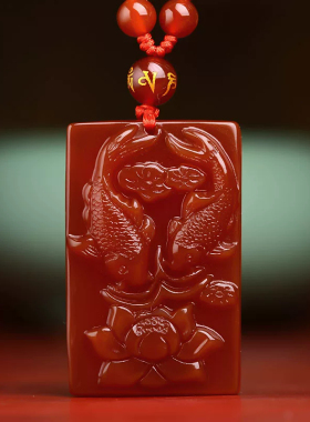 【已祝福】红玛瑙莲莲有鱼挂件
