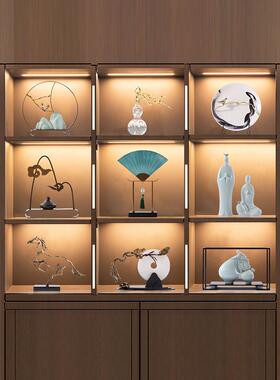 新中式摆件禅意高端客厅酒柜玄关博古架样板间创意家居软装工艺品