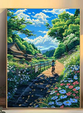 画画成人涂色油画宫崎骏治愈系diy数字油画减压油彩丙烯填充手绘