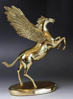 轻奢铜马摆件铜飞马带翅膀生肖马办公室工艺品马到成功乔迁送礼