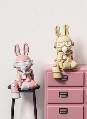 时尚和凉爽的兔子装饰品客厅电视柜入口酒柜装饰孩子的房间坐软装
