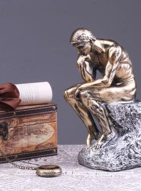 欧式创意呐喊者人物跪姿雕塑摆件复古装饰工艺品书房酒吧办公室设